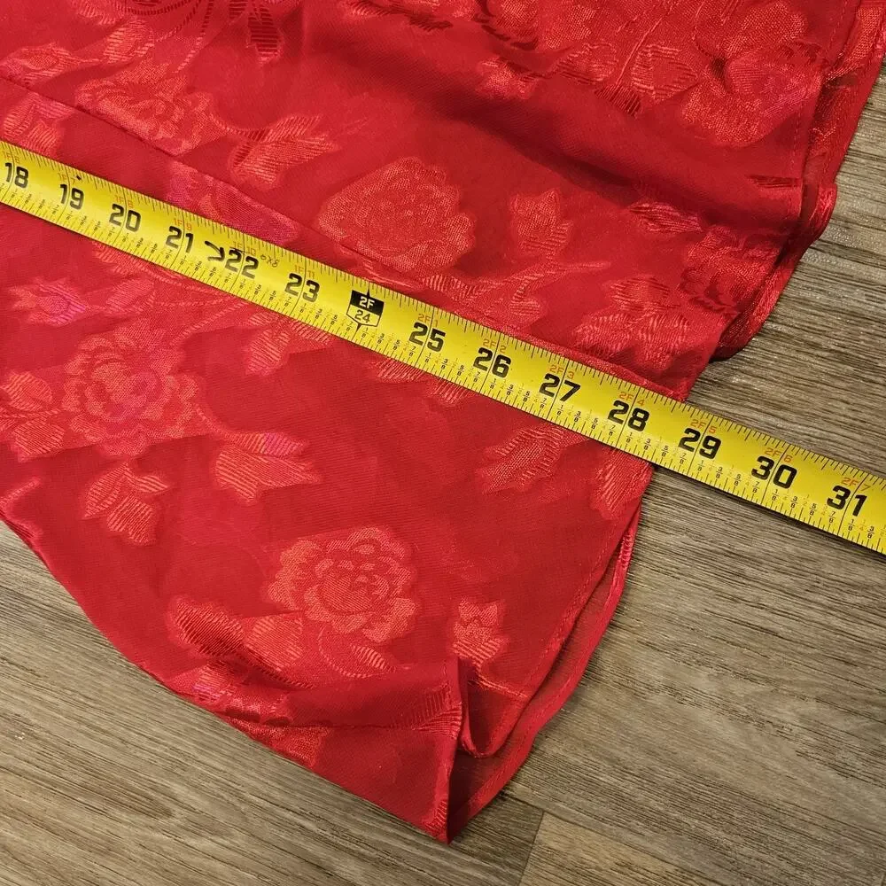 Vtg Fredrick's of Hollywood Red Floral Lace Slip Dress Womens M Lingerie 90s